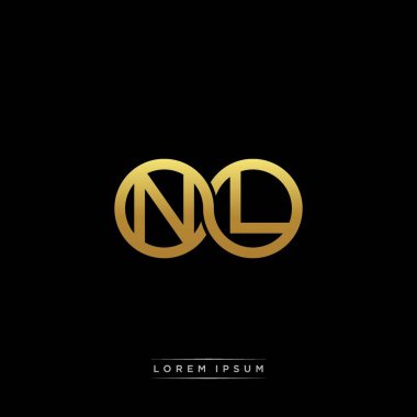 İlk harf bağlı daire sermaye monogramı logosu modern şablon altın rengi versiyonu siyah arkaplan üzerinde izole