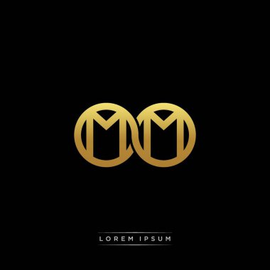 İlk harf bağlı daire sermaye monogramı logosu modern şablon altın rengi versiyonu siyah arkaplan üzerinde izole