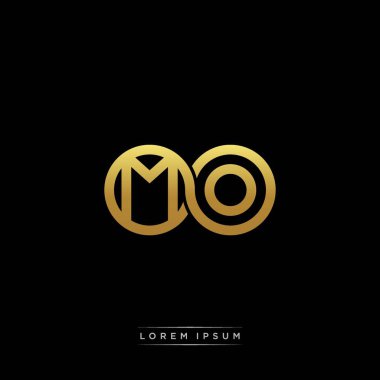 İlk harf bağlı daire sermaye monogramı logosu modern şablon altın rengi versiyonu siyah arkaplan üzerinde izole