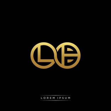 İlk harf bağlı daire sermaye monogramı logosu modern şablon altın rengi versiyonu siyah arkaplan üzerinde izole