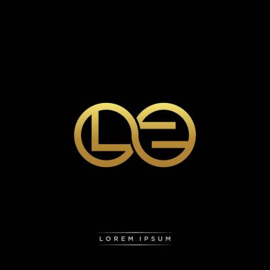 İlk harf bağlı daire sermaye monogramı logosu modern şablon altın rengi versiyonu siyah arkaplan üzerinde izole