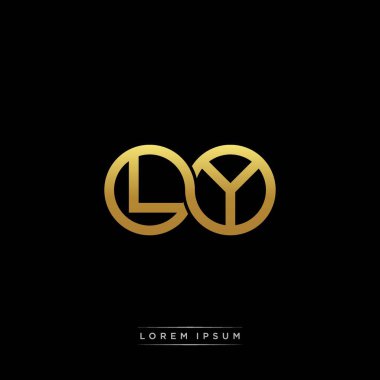 İlk harf bağlı daire sermaye monogramı logosu modern şablon altın rengi versiyonu siyah arkaplan üzerinde izole