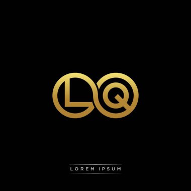 İlk harf bağlı daire sermaye monogramı logosu modern şablon altın rengi versiyonu siyah arkaplan üzerinde izole