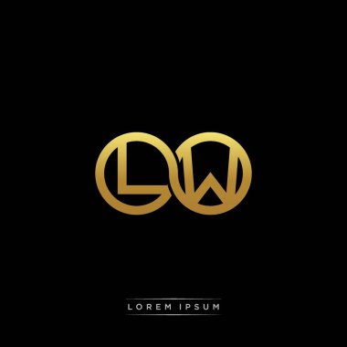 İlk harf bağlı daire sermaye monogramı logosu modern şablon altın rengi versiyonu siyah arkaplan üzerinde izole