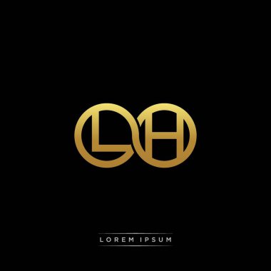 İlk harf bağlı daire sermaye monogramı logosu modern şablon altın rengi versiyonu siyah arkaplan üzerinde izole
