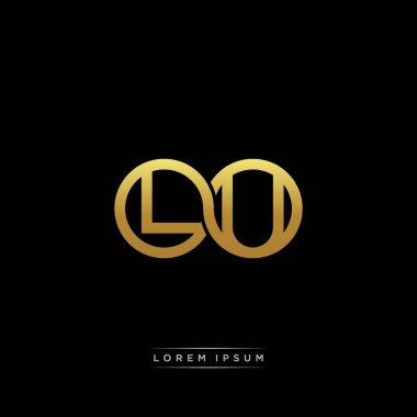 İlk harf bağlı daire sermaye monogramı logosu modern şablon altın rengi versiyonu siyah arkaplan üzerinde izole