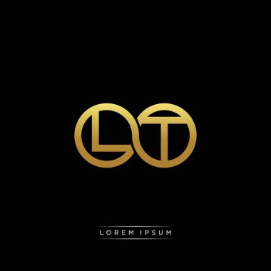 İlk harf bağlı daire sermaye monogramı logosu modern şablon altın rengi versiyonu siyah arkaplan üzerinde izole
