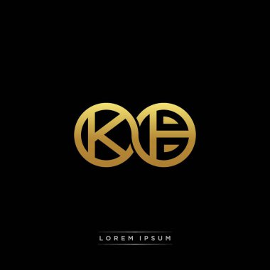 İlk harf bağlı daire sermaye monogramı logosu modern şablon altın rengi versiyonu siyah arkaplan üzerinde izole
