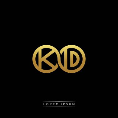 İlk harf bağlı daire sermaye monogramı logosu modern şablon altın rengi versiyonu siyah arkaplan üzerinde izole