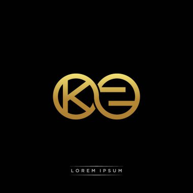 İlk harf bağlı daire sermaye monogramı logosu modern şablon altın rengi versiyonu siyah arkaplan üzerinde izole