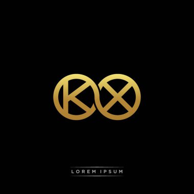 İlk harf bağlı daire sermaye monogramı logosu modern şablon altın rengi versiyonu siyah arkaplan üzerinde izole