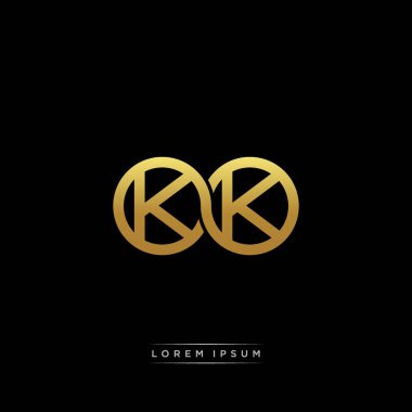 İlk harf bağlı daire sermaye monogramı logosu modern şablon altın rengi versiyonu siyah arkaplan üzerinde izole