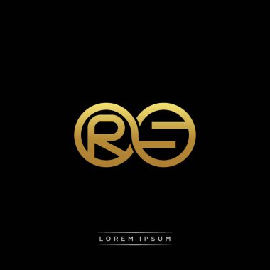 İlk harf bağlı daire sermaye monogramı logosu modern şablon altın rengi versiyonu siyah arkaplan üzerinde izole
