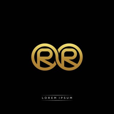 İlk harf bağlı daire sermaye monogramı logosu modern şablon altın rengi versiyonu siyah arkaplan üzerinde izole