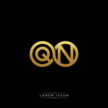 İlk harf bağlı daire sermaye monogramı logosu modern şablon altın rengi versiyonu siyah arkaplan üzerinde izole