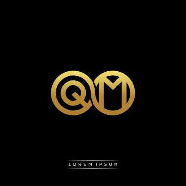 İlk harf bağlı daire sermaye monogramı logosu modern şablon altın rengi versiyonu siyah arkaplan üzerinde izole