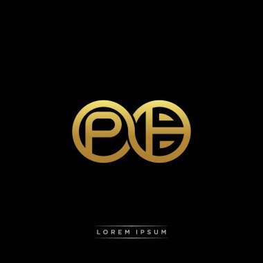 İlk harf bağlı daire sermaye monogramı logosu modern şablon altın rengi versiyonu siyah arkaplan üzerinde izole