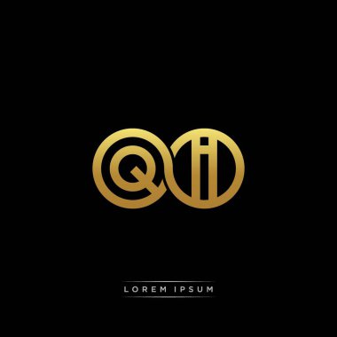 İlk harf bağlı daire sermaye monogramı logosu modern şablon altın rengi versiyonu siyah arkaplan üzerinde izole