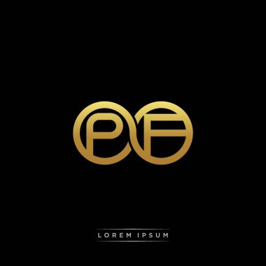 İlk harf bağlı daire sermaye monogramı logosu modern şablon altın rengi versiyonu siyah arkaplan üzerinde izole