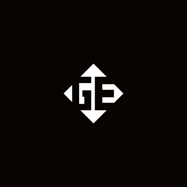 Monogramm Logo Design Mit Raute Quadratische Form Isoliert Auf Schwarzem — Stockvektor