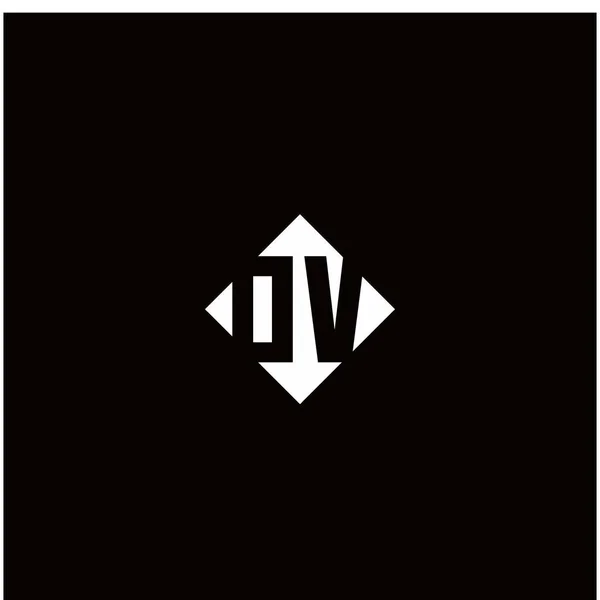 Monogram Logotyp Design Med Diamant Fyrkantig Form Isolerad Svart Bakgrund — Stock vektor