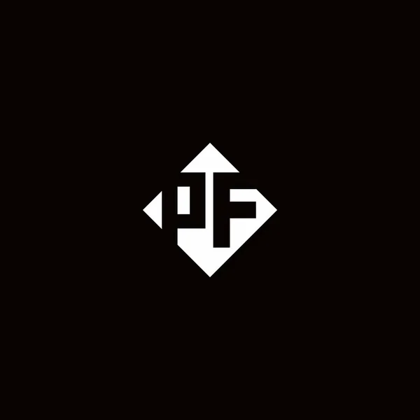 Monogramma Logo Design Con Diamante Forma Quadrata Isolato Sfondo Nero — Vettoriale Stock