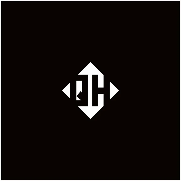 Logo Monogramme Avec Forme Carrée Diamant Isolé Sur Fond Noir — Image vectorielle