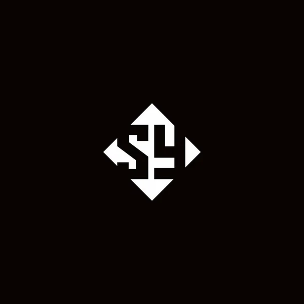 Monogram Logo Design Diamantovým Čtvercovým Tvarem Izolované Černém Pozadí — Stockový vektor