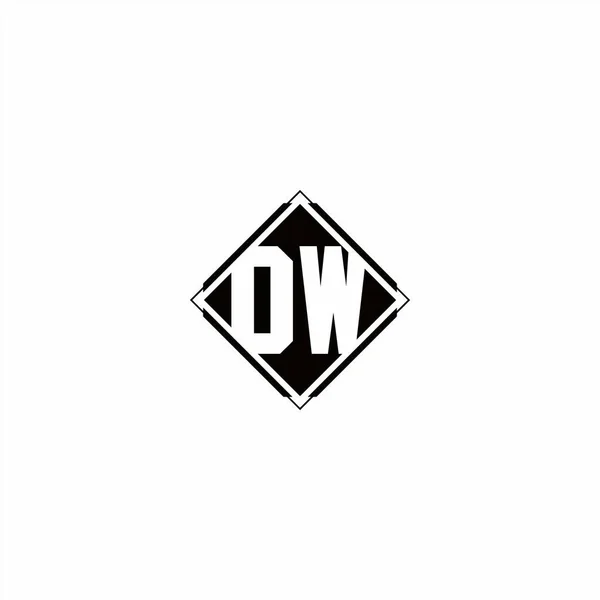 Monogram Logotyp Design Med Diamant Fyrkantig Form Isolerad Svarta Färger — Stock vektor