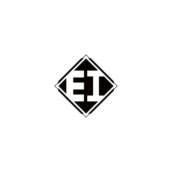 Monogramma Logo Design Con Diamante Forma Quadrata Isolato Colori Neri — Vettoriale Stock