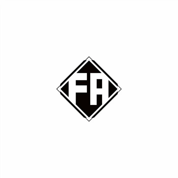 Projeto Logotipo Monograma Com Forma Quadrada Diamante Isolado Cores Pretas — Vetor de Stock