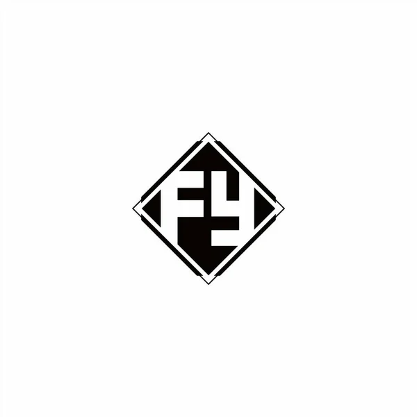 Monogram Logotyp Design Med Diamant Fyrkantig Form Isolerad Svarta Färger — Stock vektor