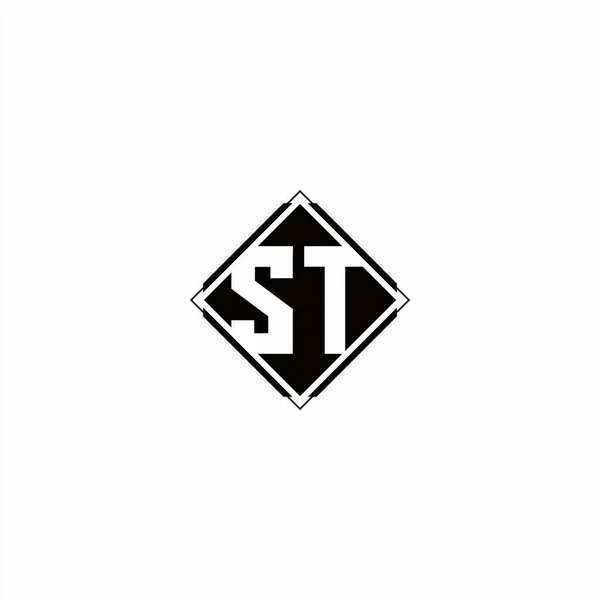 Monogramma Logo Design Con Diamante Forma Quadrata Isolato Colori Neri — Vettoriale Stock