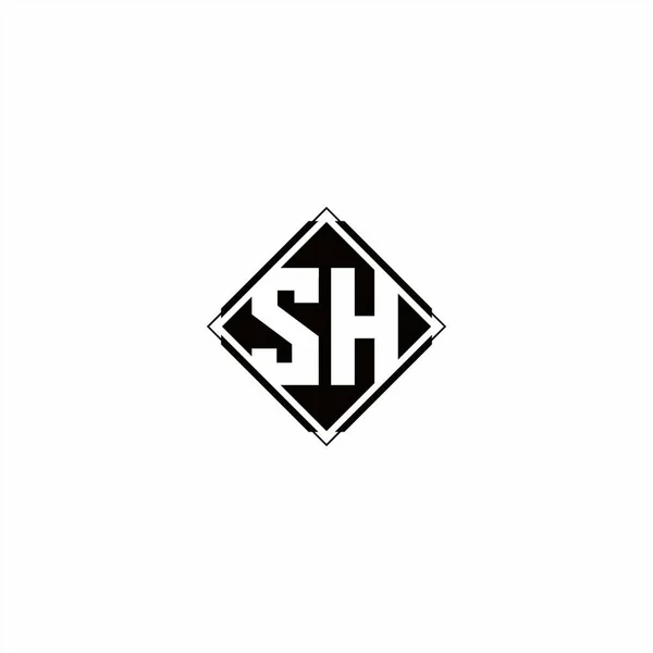 Дизайн Логотипу Монограми Діамантовою Квадратною Формою Ізольовано Чорних Кольорах Білому — стоковий вектор