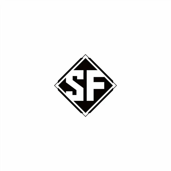 Projeto Logotipo Monograma Com Forma Quadrada Diamante Isolado Cores Pretas —  Vetores de Stock