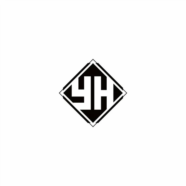 Дизайн Логотипа Монограммы Бриллиантовой Квадратной Формой Изолирован Черном Белом Фоне — стоковый вектор