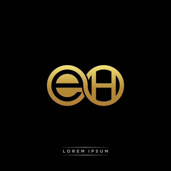 İlk harf bağlı daire sermaye monogramı logosu modern şablon altın rengi versiyonu siyah arkaplan üzerinde izole