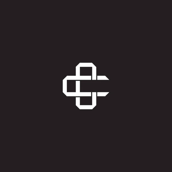 Birbiriyle örtüşen ilk harf logo monogram çizgisi resim biçimi siyah arkaplan şablonu üzerinde izole