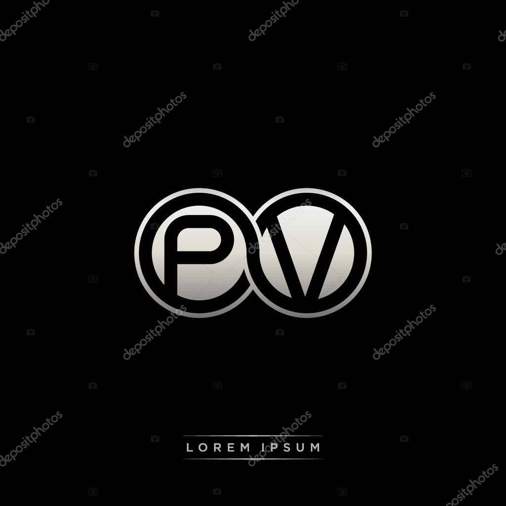 Initial letter linked circle capital monogram logo modern template gold color version isolated on black background