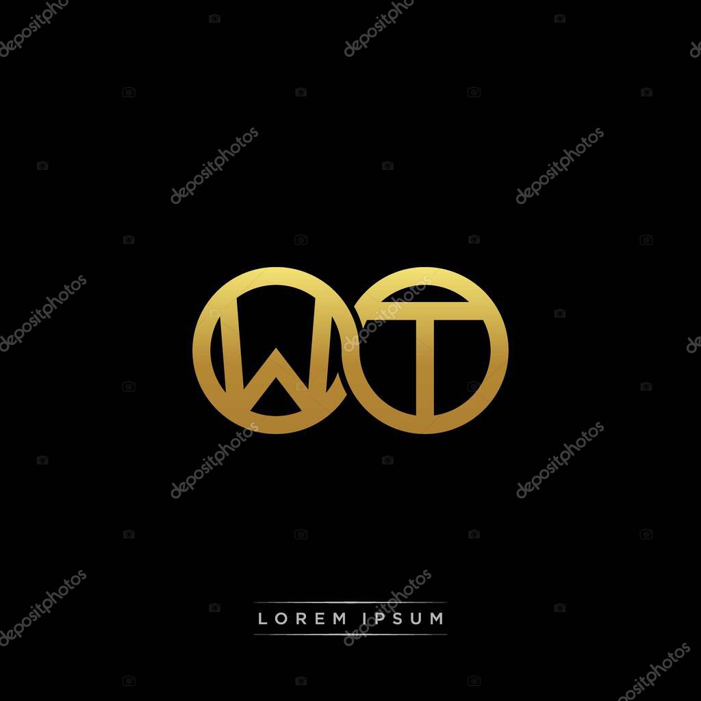 Initial letter linked circle capital monogram logo modern template gold color version isolated on black background
