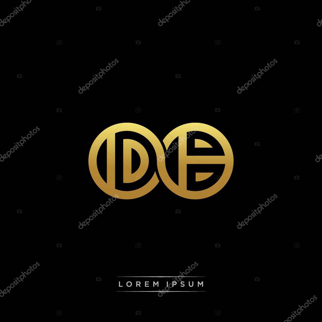Initial letter linked circle capital monogram logo modern template gold color version isolated on black background