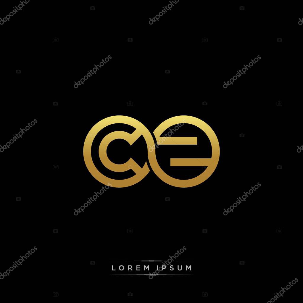 Initial letter linked circle capital monogram logo modern template gold color version isolated on black background