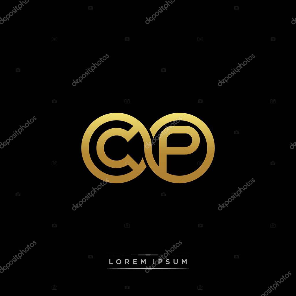 Initial letter linked circle capital monogram logo modern template gold color version isolated on black background