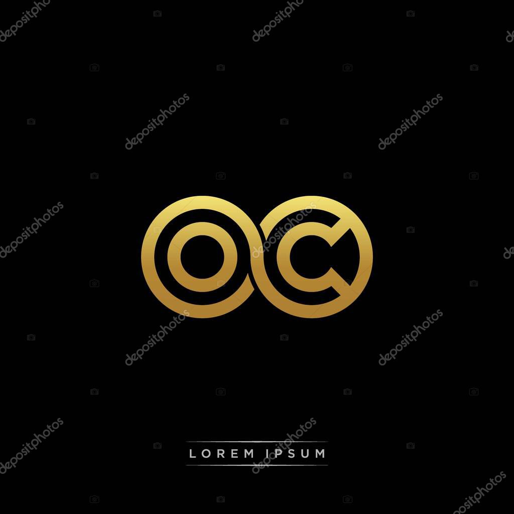 Initial letter linked circle capital monogram logo modern template gold color version isolated on black background
