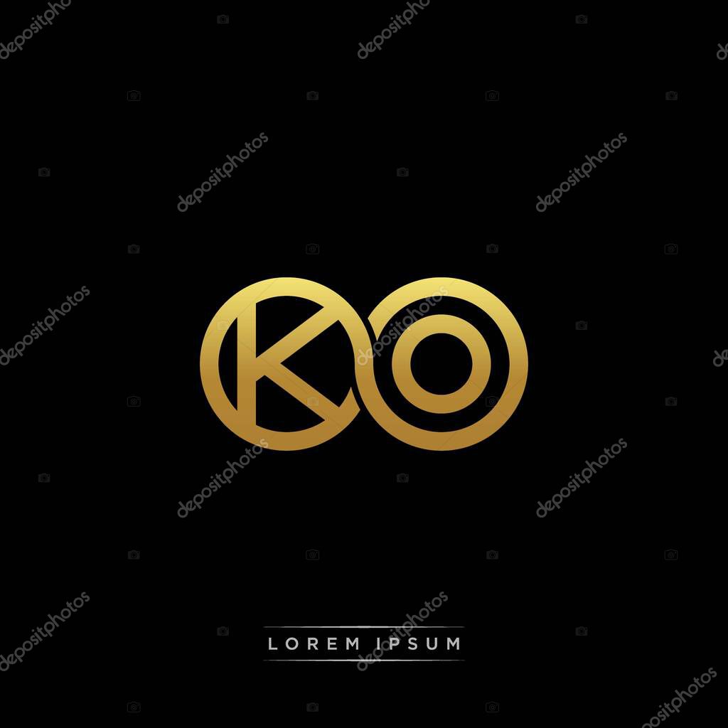 Initial letter linked circle capital monogram logo modern template gold color version isolated on black background