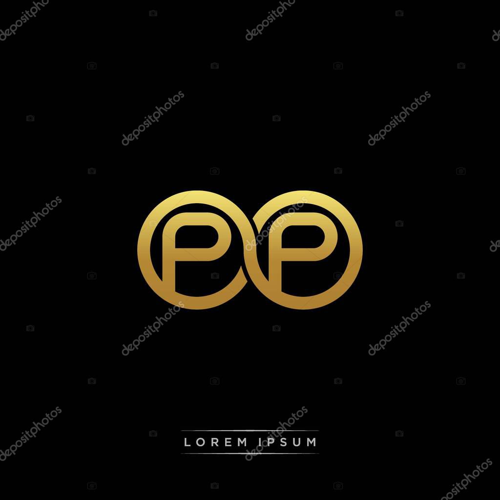 Initial letter linked circle capital monogram logo modern template gold color version isolated on black background