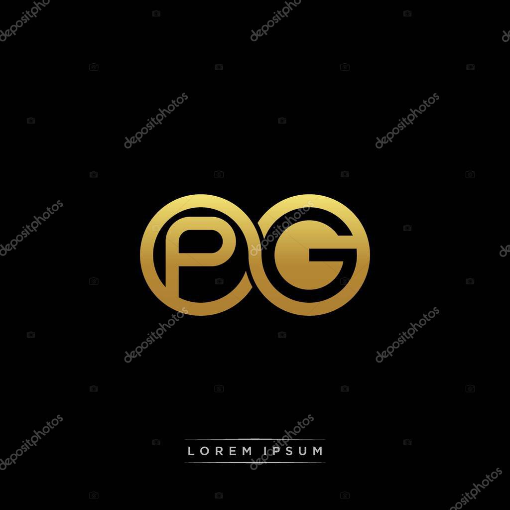 Initial letter linked circle capital monogram logo modern template gold color version isolated on black background