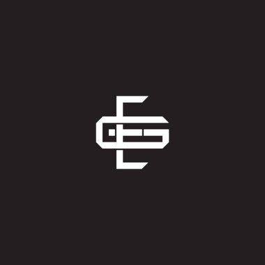 Birbiriyle örtüşen ilk harf logo monogram çizgisi resim biçimi siyah arkaplan şablonu üzerinde izole