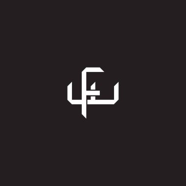 Birbiriyle örtüşen ilk harf logo monogram çizgisi resim biçimi siyah arkaplan şablonu üzerinde izole