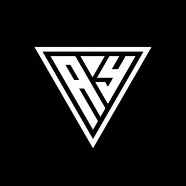 Siyah arkaplan geometrik vektör simgesi üzerinde izole edilmiş tirangle şekilli AY logo monogramı